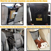 FALCALE Pet Barrier Dog Car Net Barrier with Auto Safety Mesh Organizer Baby Stretchable Storage Bag Universal for Cars, SUV, Truck -Easy Install,Safer to Drive with Children and Pets